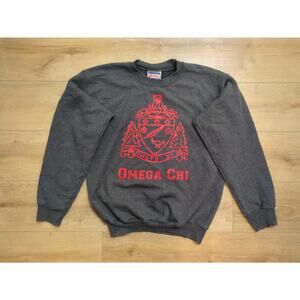 Vintage 90s Omega Chi Sorority Pullover Sweatshirt Hanes Small